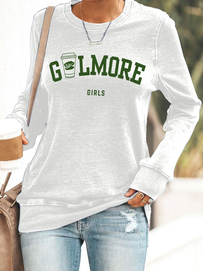 🔥HOT SALE🔥Retro Fall Stars Hollow Luke’s Coffee Cup Girls Print Sweatshirt