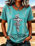Women's Faith Cross Print Top