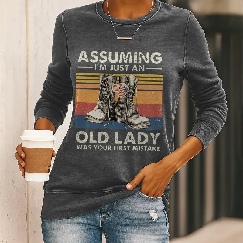 Women's Veteran Print Casual Sweatshirt