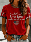 Women's RetroLove Jesus And America Too Print T-shirt