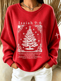 Women's Christmas Faith Print Long-Sleeve Knit Top