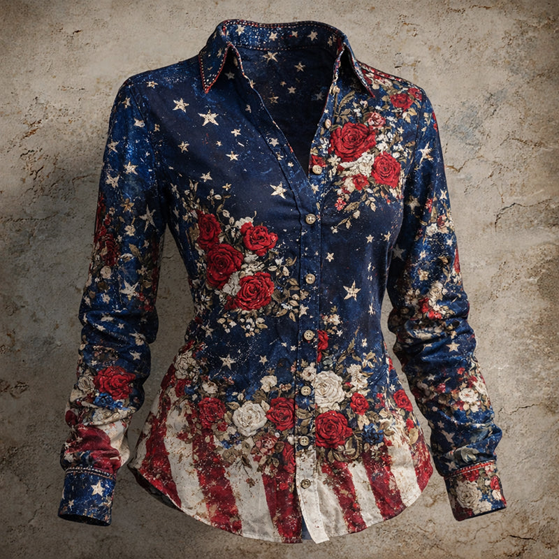 Women's US 250th Anniversary Print Casual Shirt