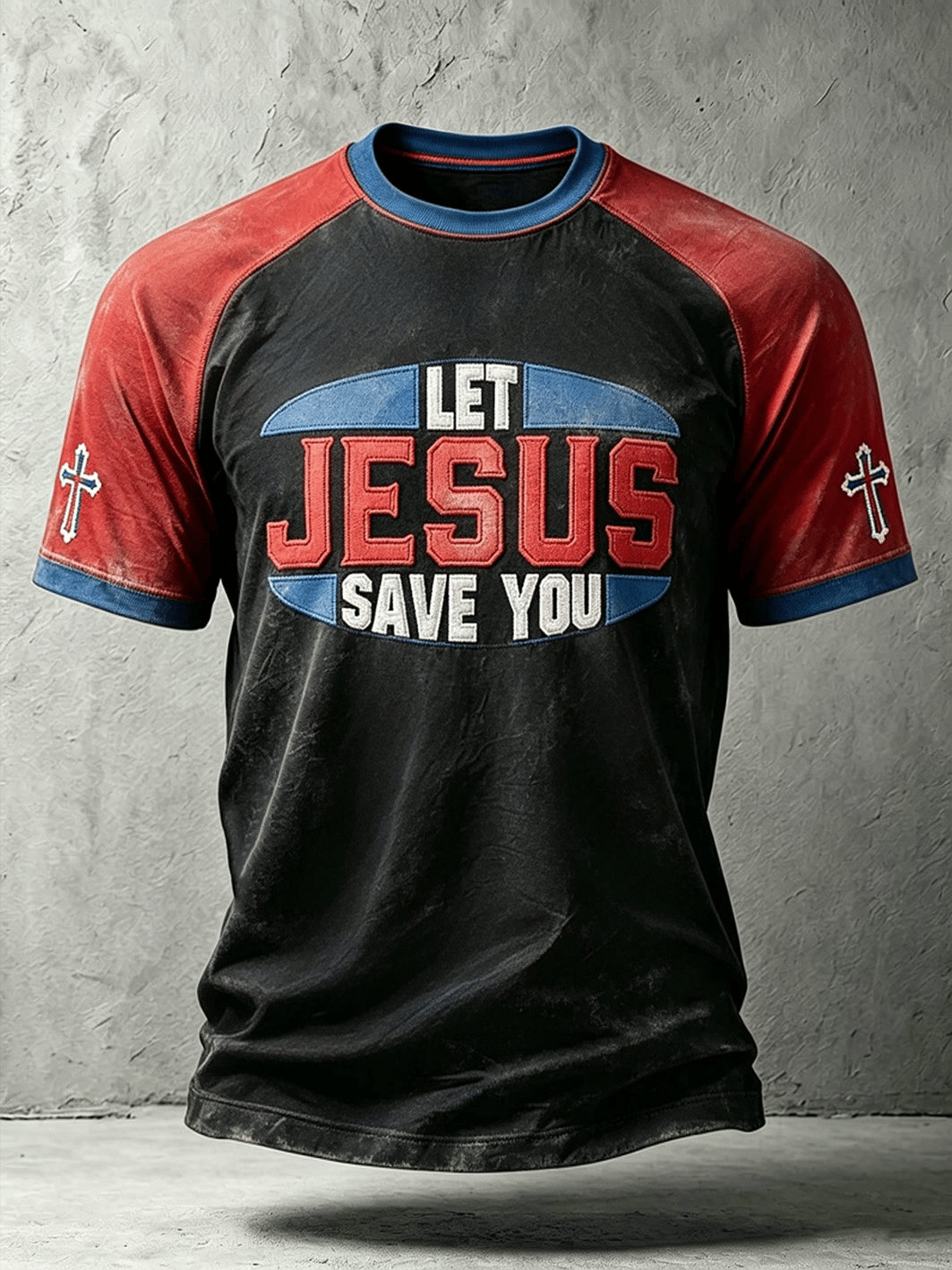 Men's faith theme slogan printed casual short-sleeve T-shirt
