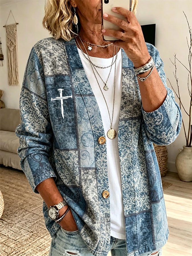 Women's Casual Printed Cardigan