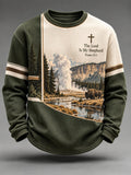 Men's "Faith" Print Waffle-Knit Crew-Neck Long-Sleeve T-Shirt