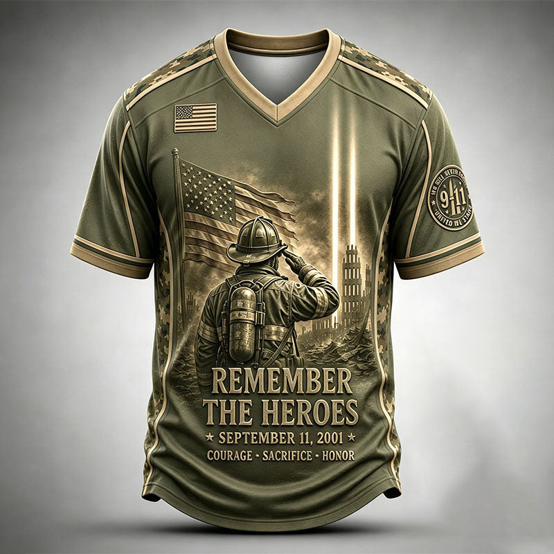 9/11 Heroes Memorial Military Green T-Shirt