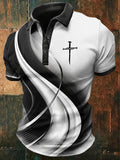Men's Faith Cross Printed Casual Polo Shirt