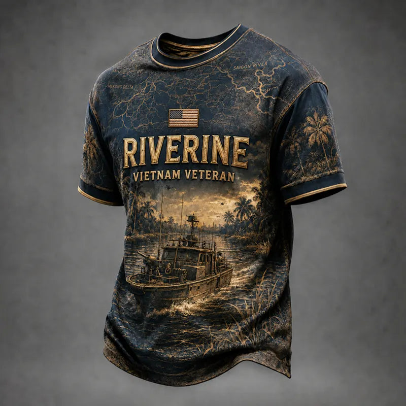 Men's Retro Vietnam Veteran Print Casual T-Shirt