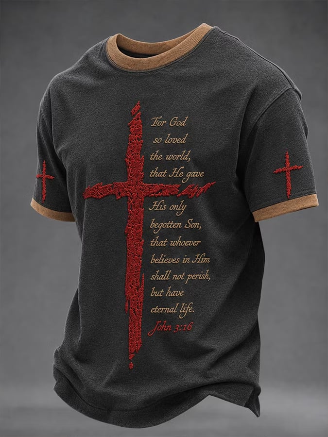 Men'S Casual "Faith" Print T-Shirt