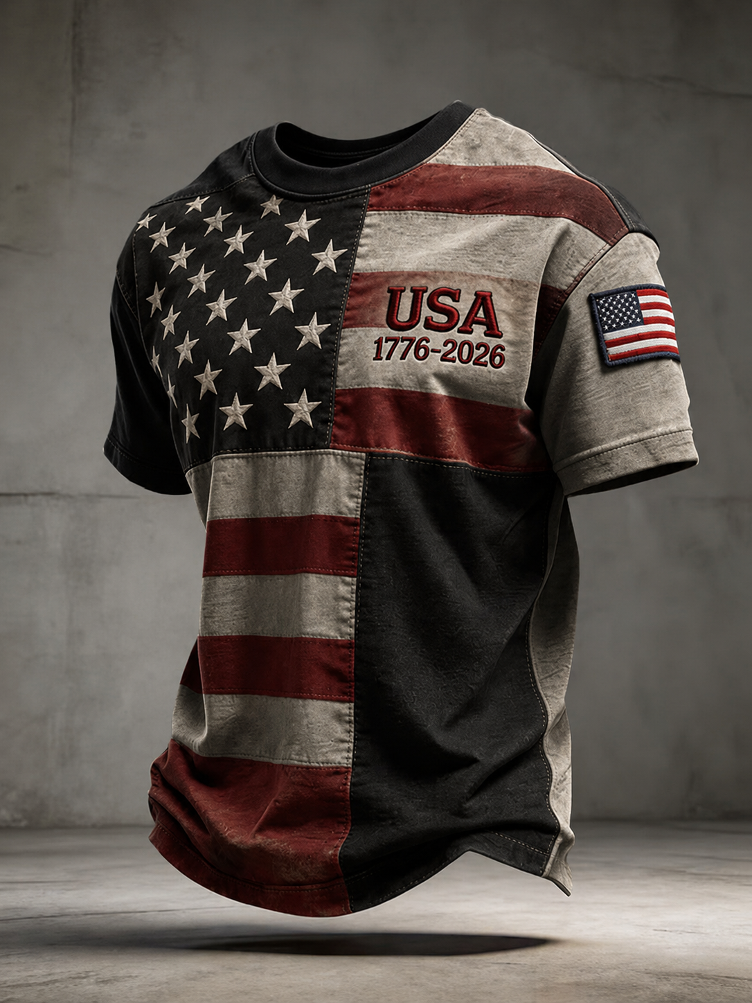 Men'S Casual American 250Th Anniversary Printed Round Neck Short Sleeved T-Shirt