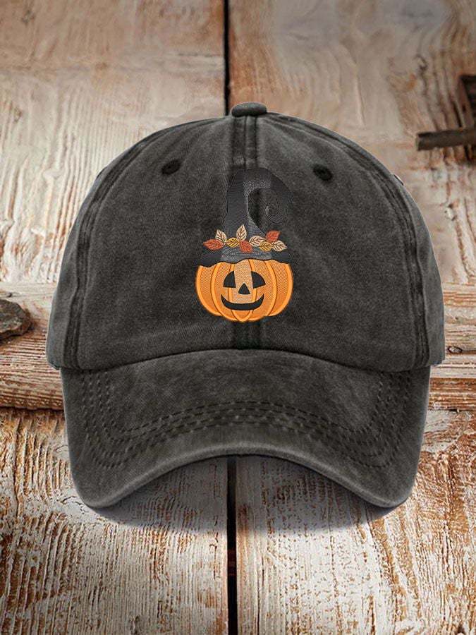 Unisex Halloween Pumpkin Witch Print Hat