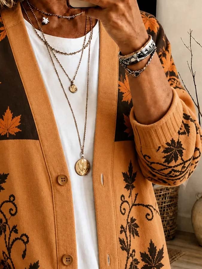 Women'S Casual Printed Cardigan