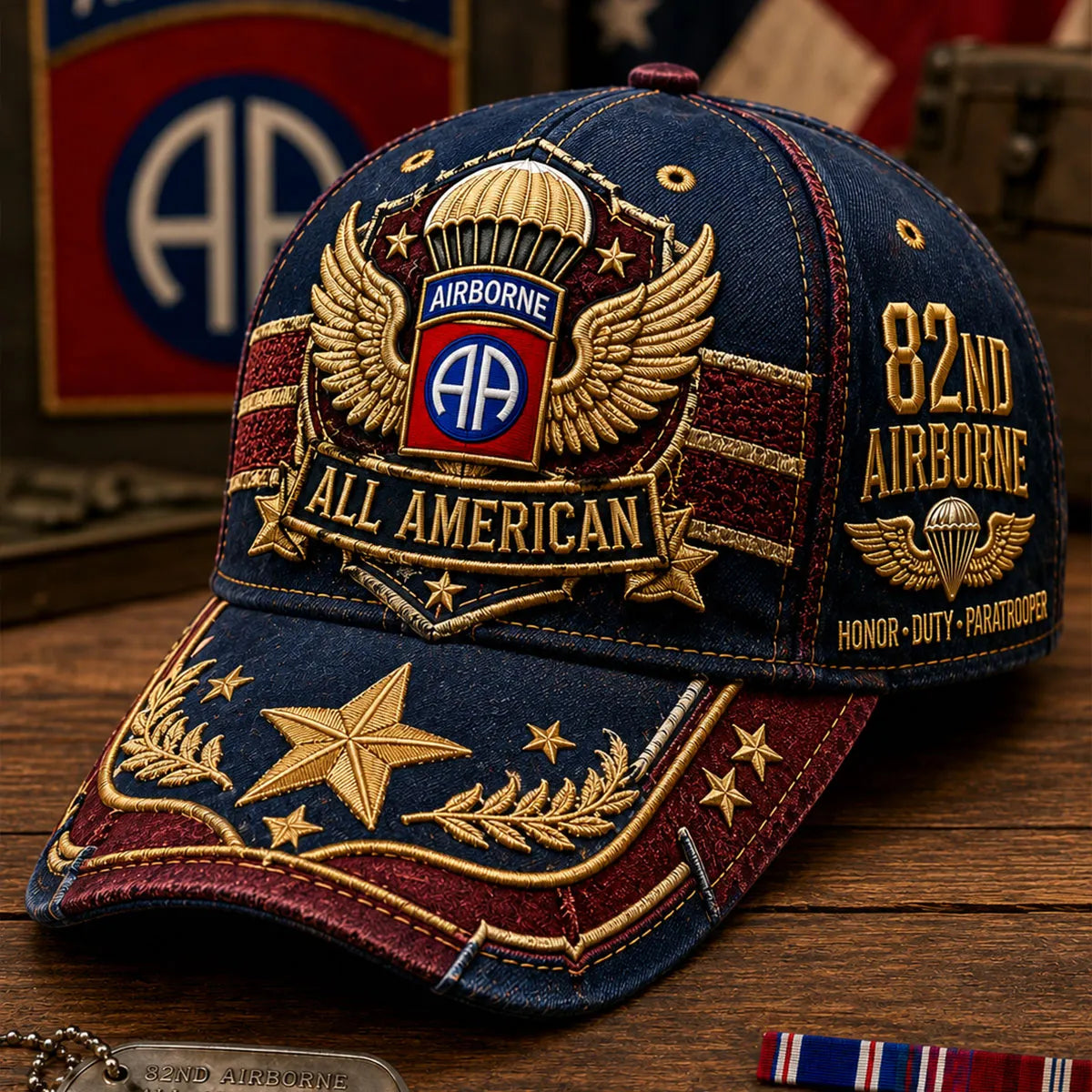 Vintage-style Veteran Print Casual Hat