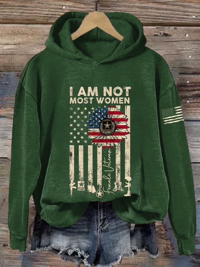 Women's I Am Not Most Women Flag Sunflower America For Female Veteran Hoodie