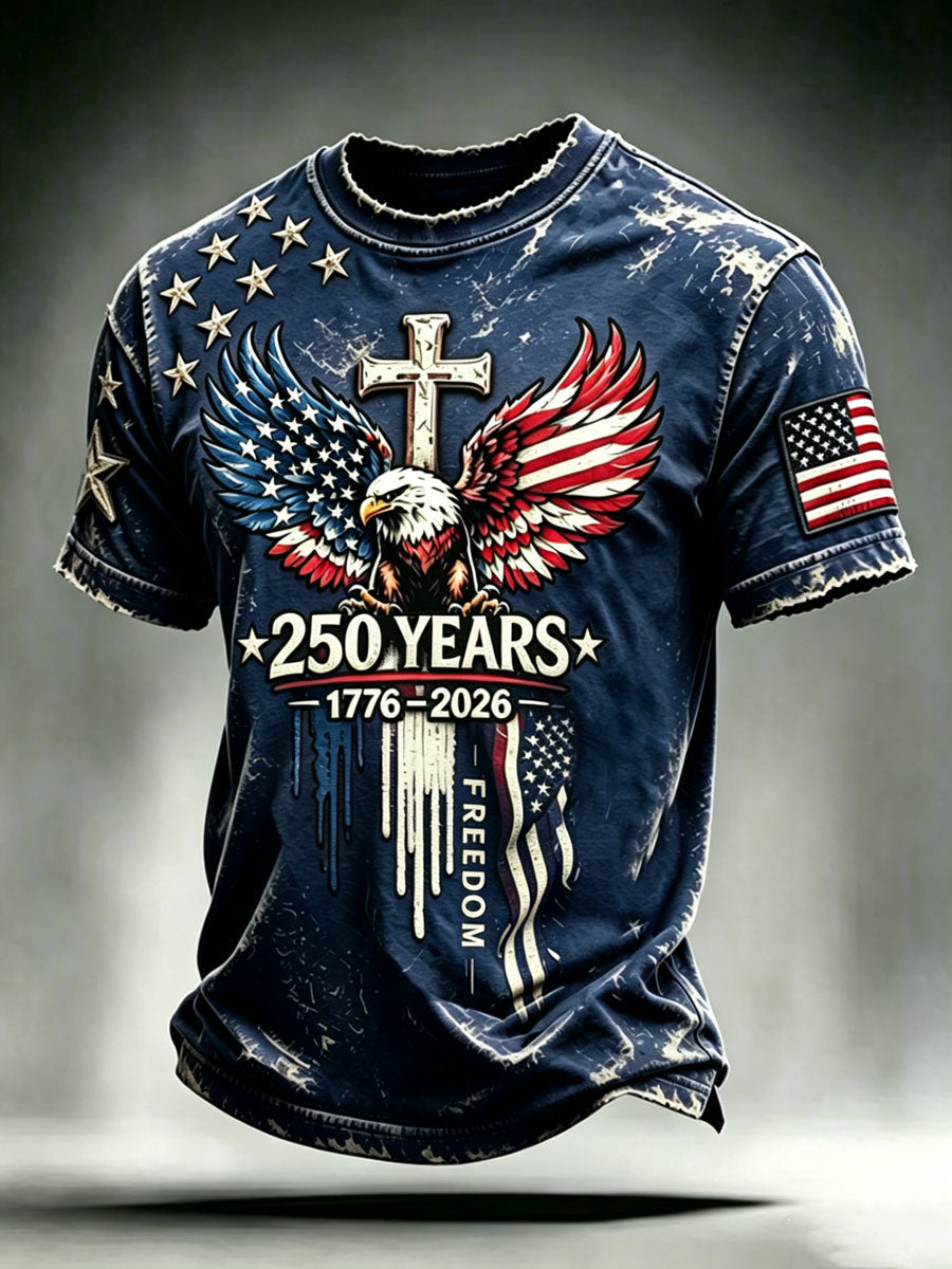 Men'S Casual American 250Th Anniversary Faith Short Sleeved T-Shirt