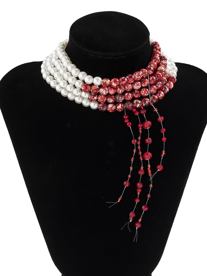 Halloween Gothic Dark Blood Faux Pearl Choker