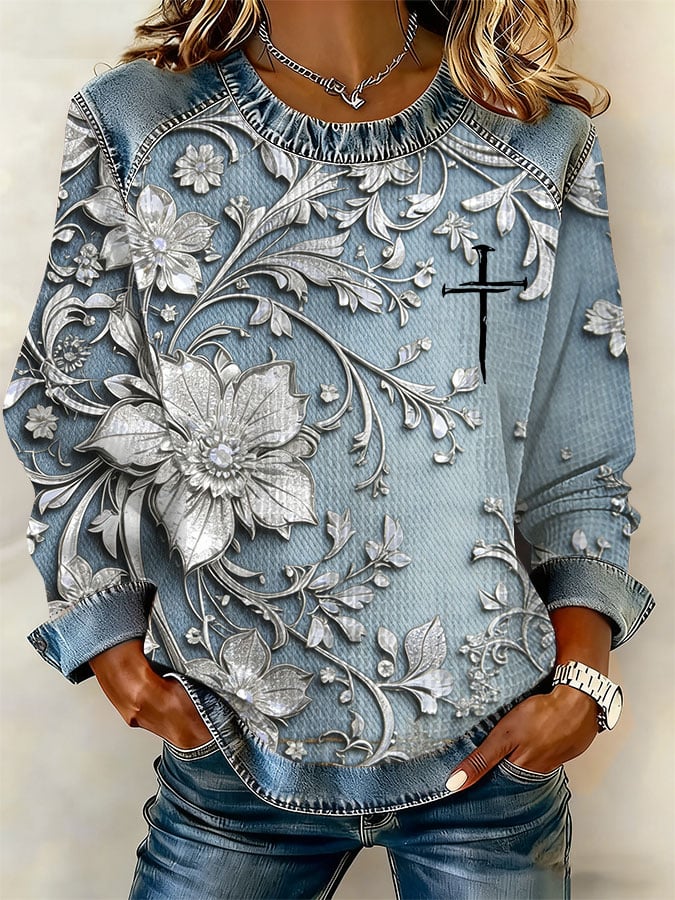 Women's Retro Faith Print Sweatshirt