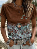 Women's Western Faith-Print Casual T-Shirt