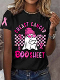 Women's Breast Cancer Is Boo Sheet Halloween Ghost Breast Cancer Awareness Warrior Tee