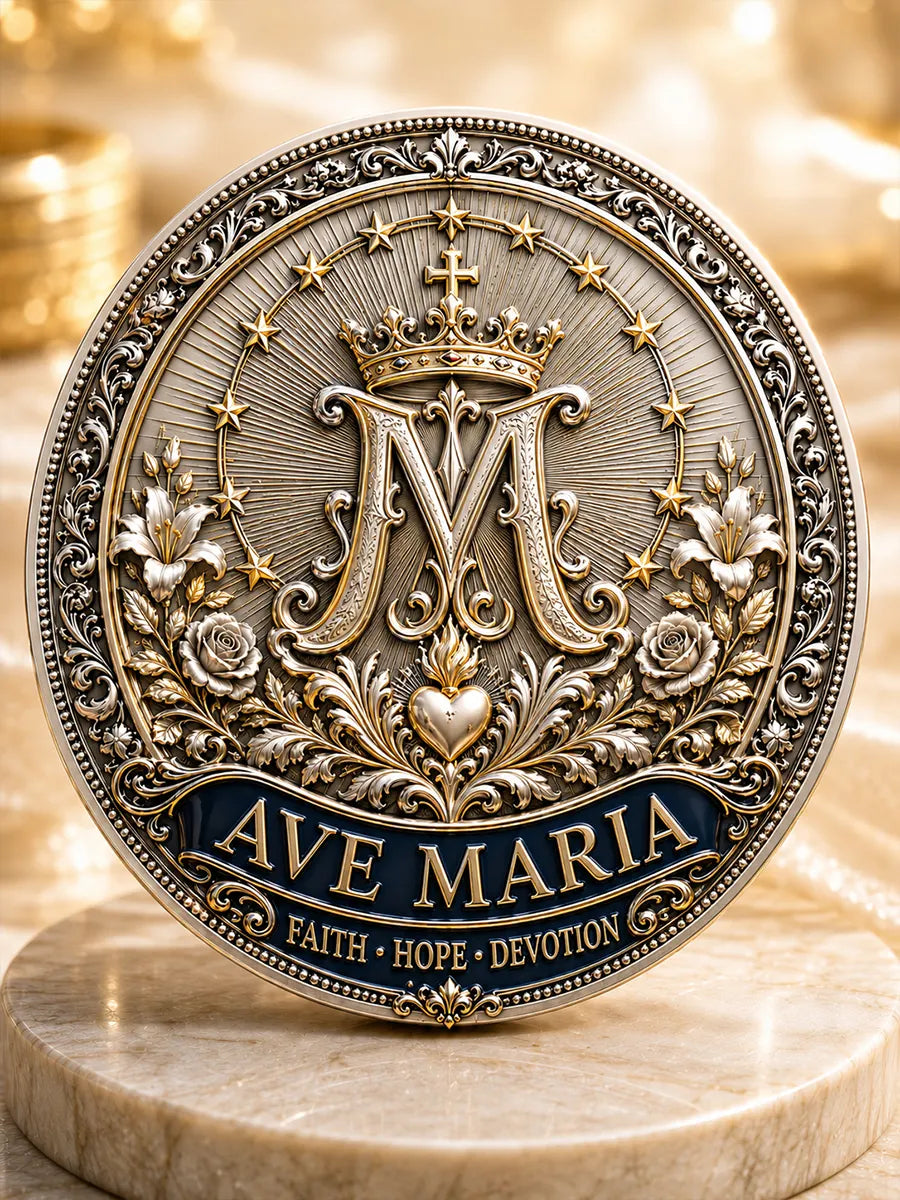 Ave Maria Madonna & Child Commemorative Metal Medal