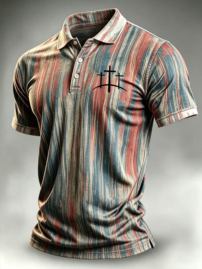 Men's Faith Cross-Print Short-Sleeve Polo Shirt