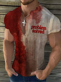 Men's Casual Bloody Problem Solving V-Neck Top