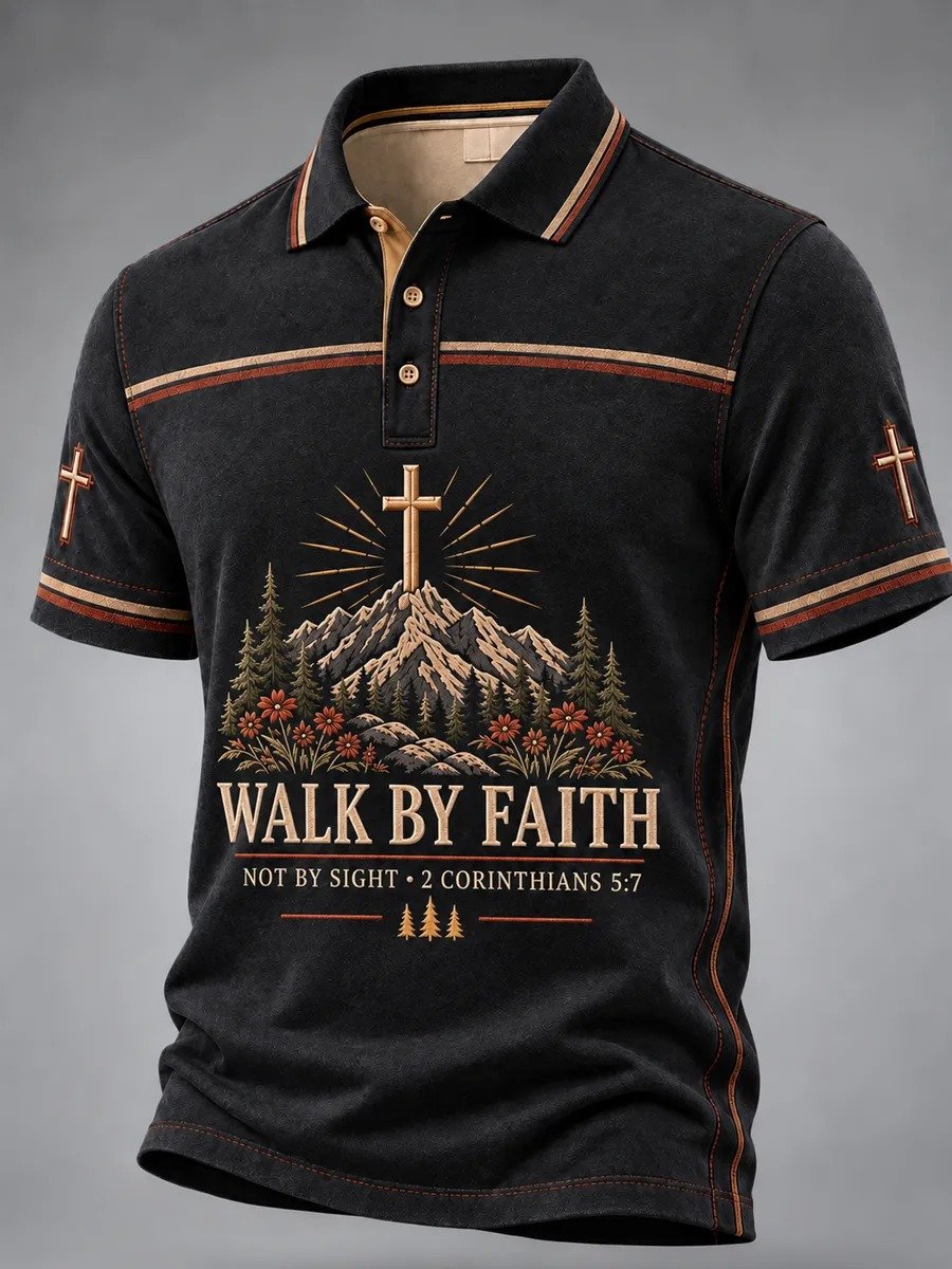 Men's Christian Walk By Faith Cross Short Sleeve Top