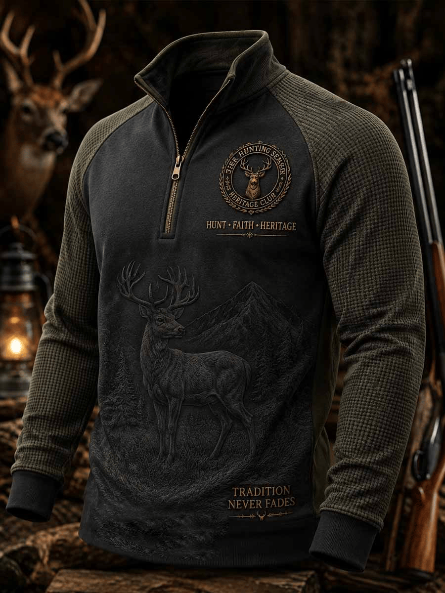 Men's Vintage Traditional Reindeer Pattern Western Sweatshirt