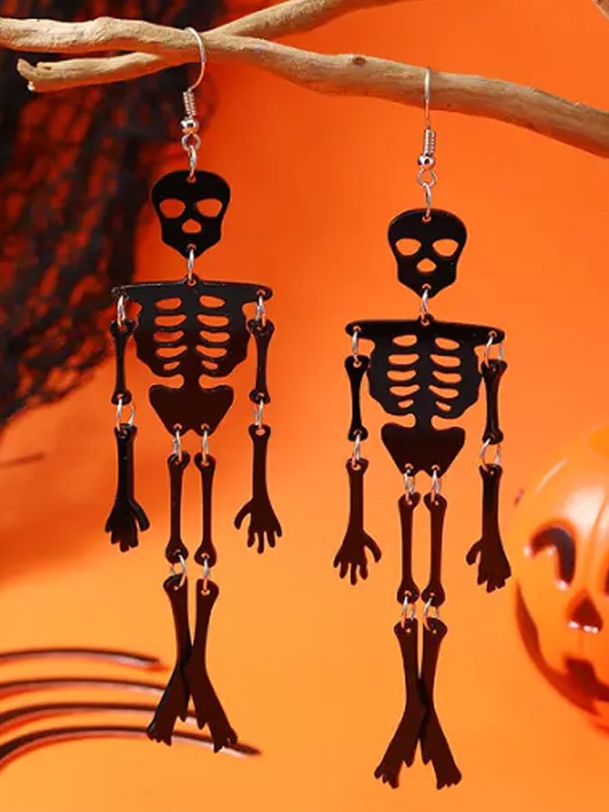 Women's Halloween Exaggerated Ghost Skull Jointed Skull Earrings