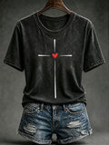 Women's Casual Cross Print T-Shirt