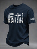 Men'S Faith Freedom Cross Print Casual T-Shirt