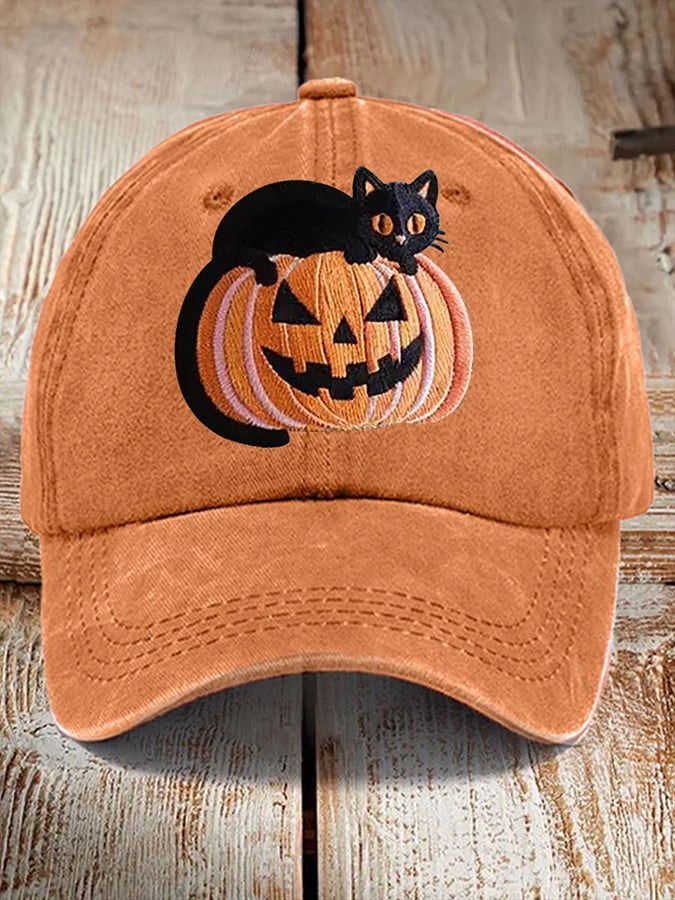 Halloween Cat Print Bat Hat