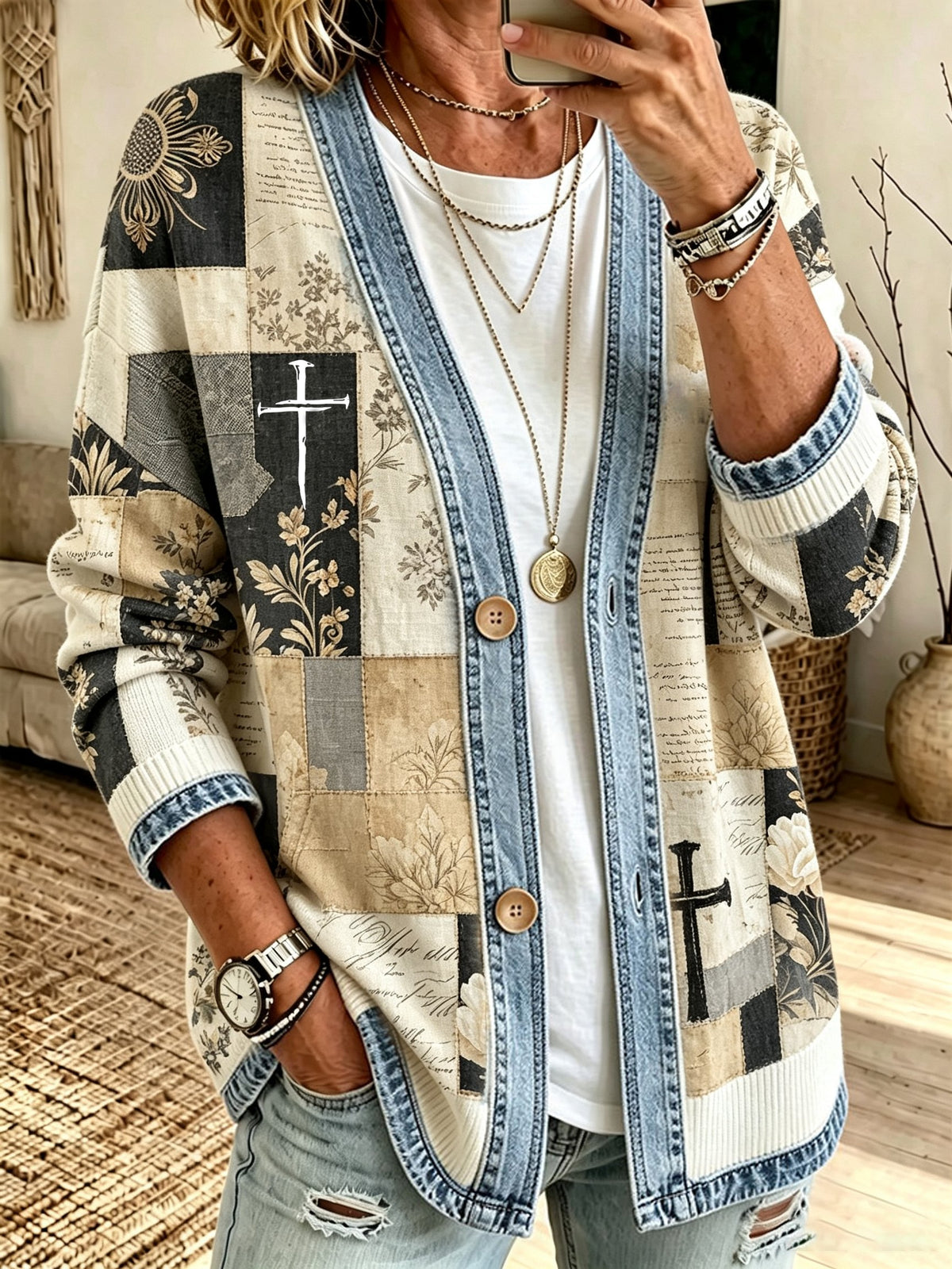 Women's Casual Printed Cardigan