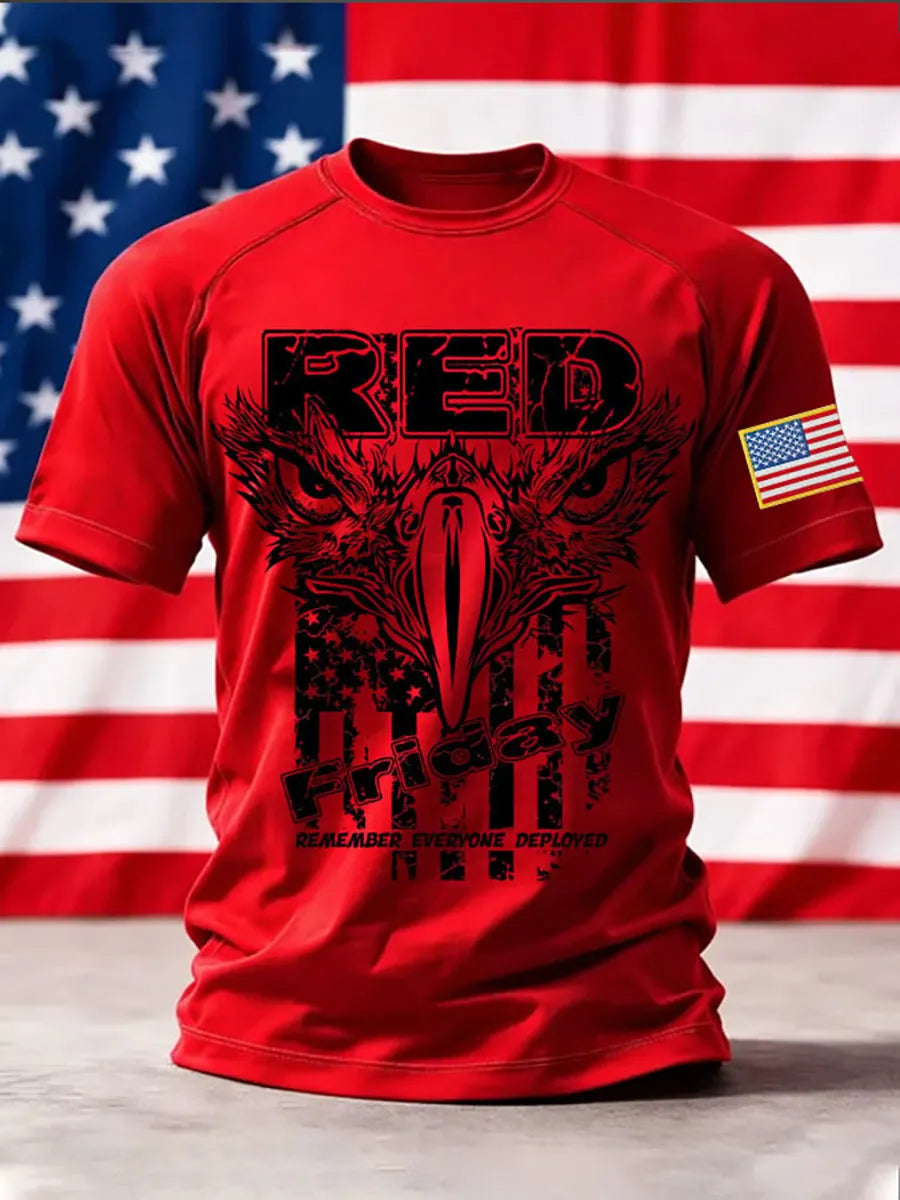 Men's Red Friday Print Casual T-Shirt