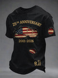 Men's Retro 9.11 Never Forget Commemorative Printed Casual T-Shirt