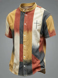 Men's Vintage Faith Faux-Linen Short-Sleeve Shirt