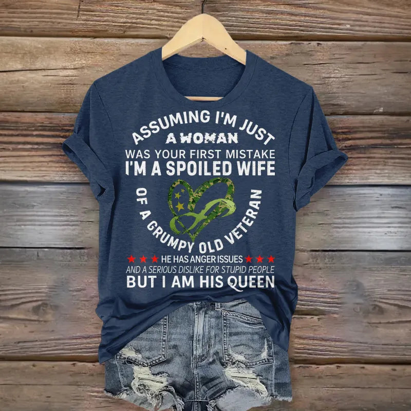 Women's Veteran Casual Printed T-shirt