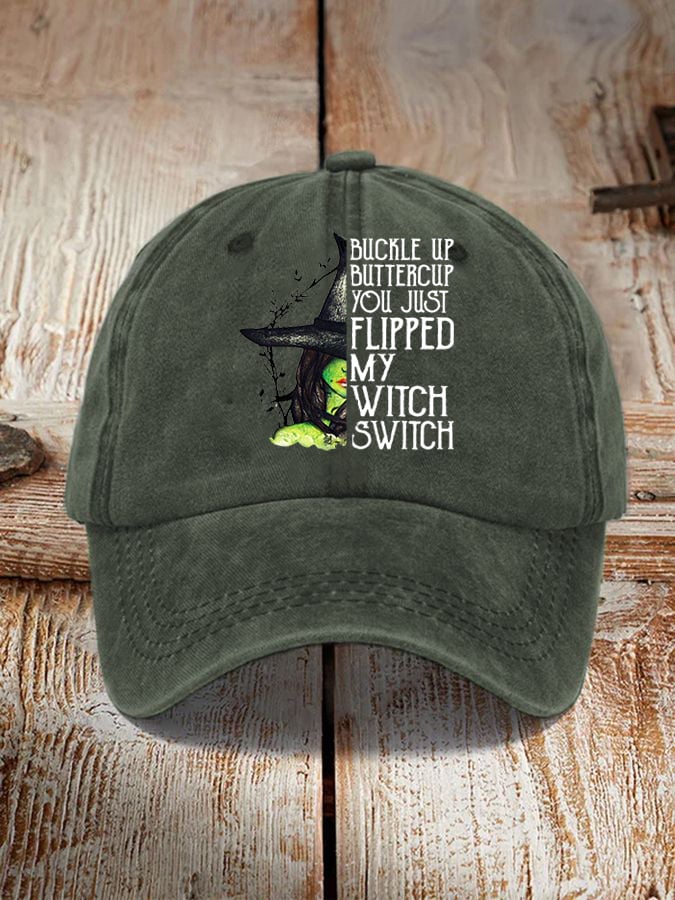 Unisex Halloween Buckle Up Buttercup You Just Flipped My Witch Switch Print Hat