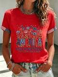 🔥Buy 2 Get 15% Off🔥Women's 250 Years Of Freedom Flower Art Print T-shirt