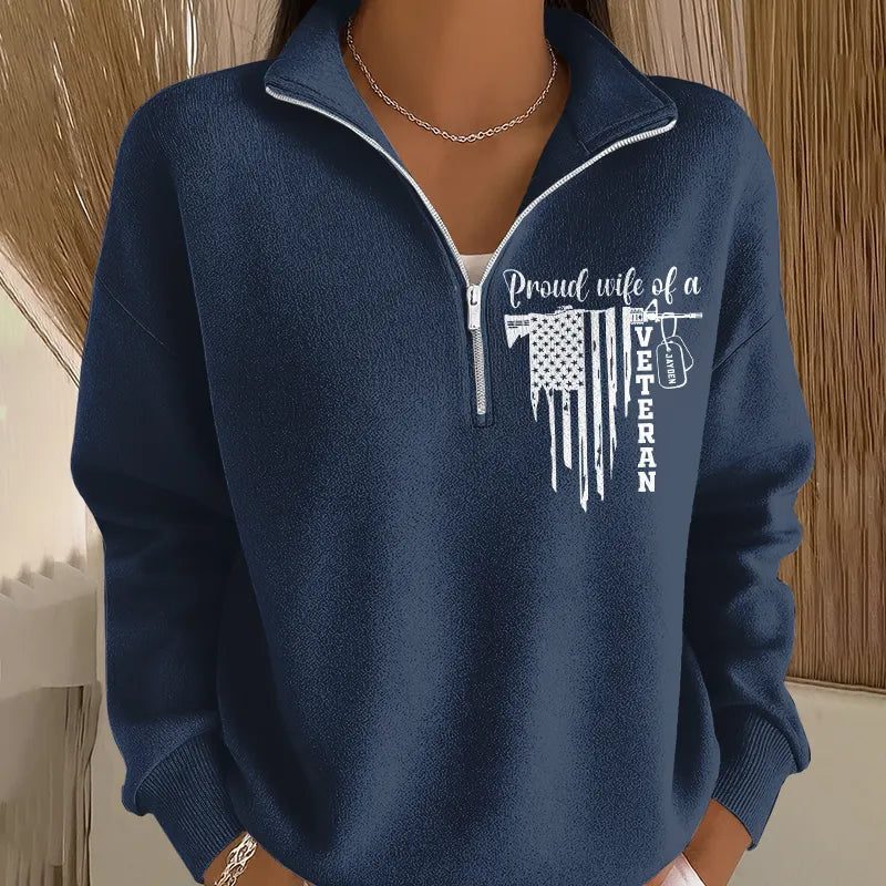 Women's Proud Veteran Casual Zip-Up Sweatshirt