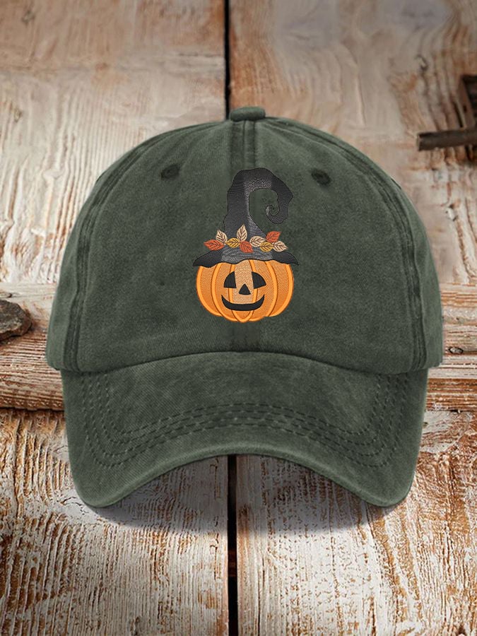 Unisex Halloween Pumpkin Witch Print Hat