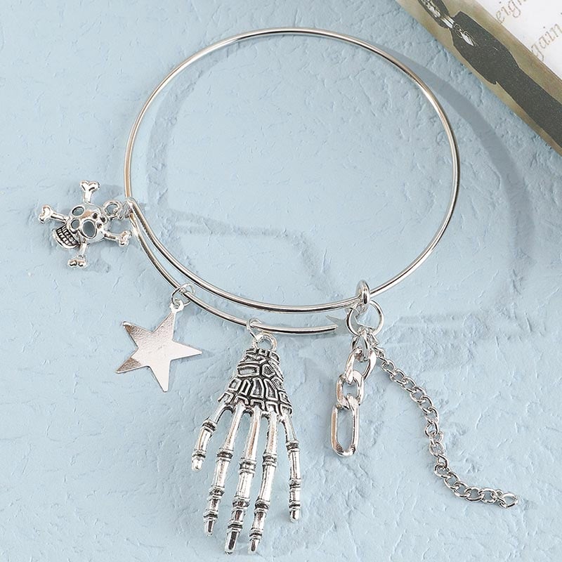 Fashionable And Creative Skull Pendant Retractable Adjustable Bracelet