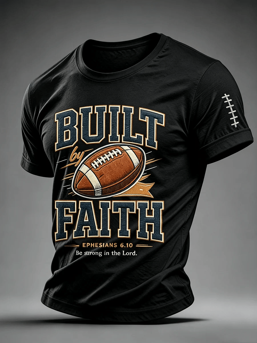 Men's Football And Jesus Faith Printed Short-sleeved T-shirt