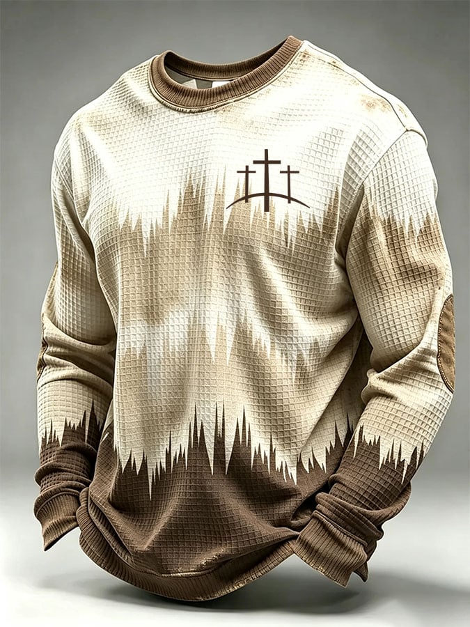 Men's Print Waffle-Knit Long-Sleeve T-Shirt