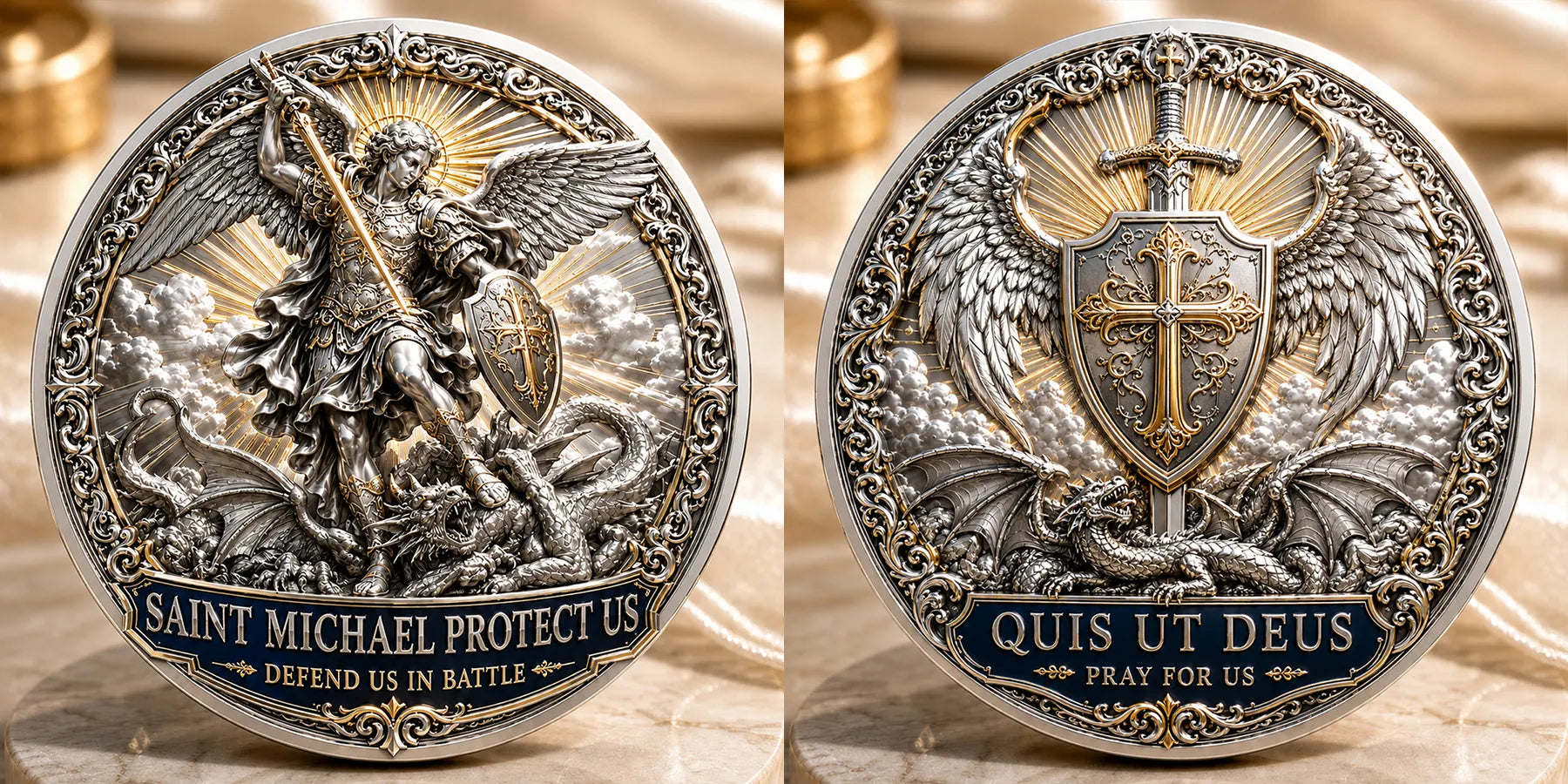 Saint Michael Protect Us Commemorative Metal Medal