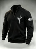 Men's Retro Faith Cross-Print Sweatshirt