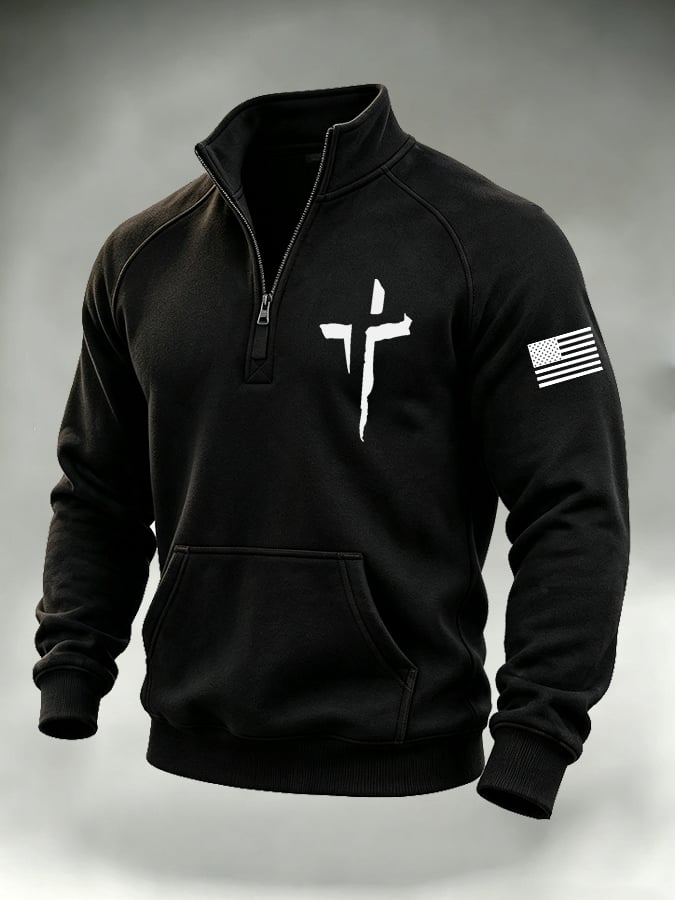 Men's Retro Faith Cross-Print Sweatshirt