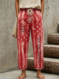 Women'S National flag color blocking design Printed Casual Pants