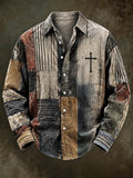Men's Vintage Geometric Faith Long-Sleeve Shirt