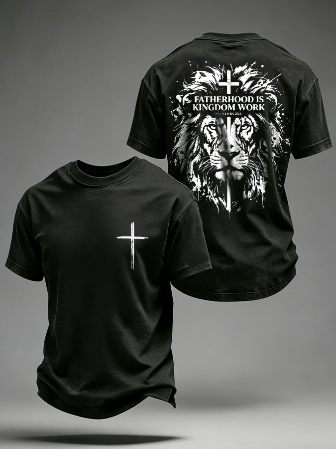Men's Lion Of Judah Cross  Printed T-shirt